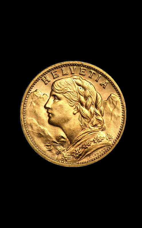 Monedă de Aur 20 Franci elvețieni Helvetia