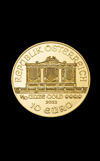 Moneda din aur Filarmonica 1/10 uncie