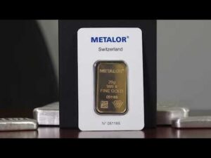 20 gram bar, 999.9 purity, Metalor Switzerland