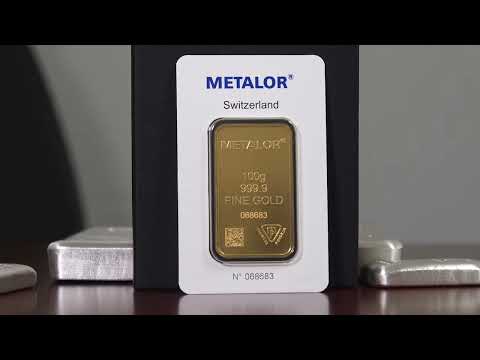 100 gram gold bar, 999.9 purity, Metalor Switzerland