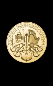 1/10 oz Vienna Philharmonic gold coin - front