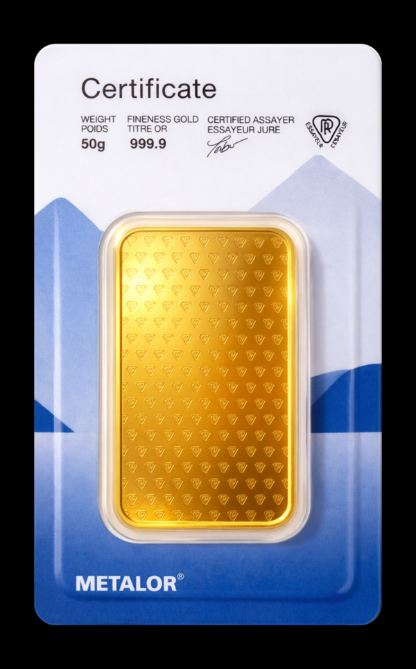 Lingou din aur 50 g Metalor - verso